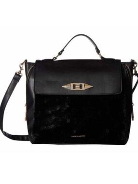 Rampage Black Structured Satchel with Gold Hardware